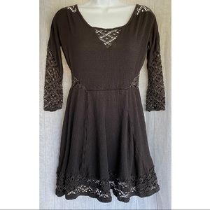 Free People To the Point Fit & Flare Dress in Brown